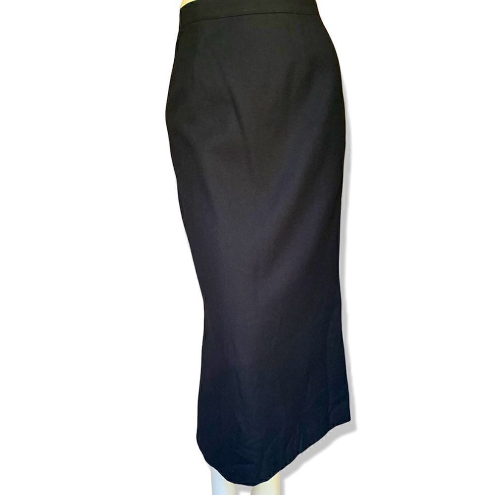 Vintage 80’s does 40’s black 100% wool midi skirt xs